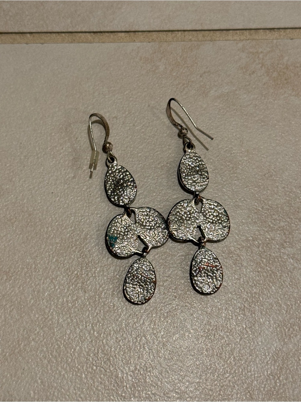 Silver Textured Dangle Earrings - Women Jewelry